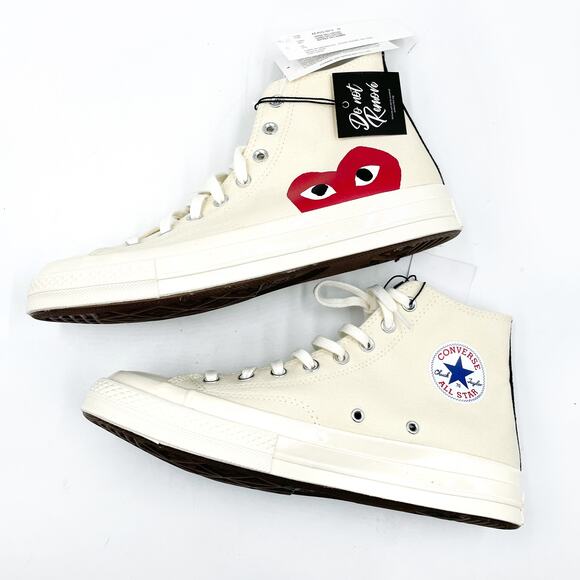 Play Comme des Garcons‎ Converse Hi Top Sneakers Chuck 70 Milk Sz 10 Men main image 8